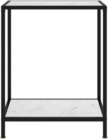 Консольний стіл Homiuse 60x35x75 см білий, загартоване скло, метал, для вітальні, вузький приставний столик з 2 полицями