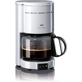 Кавоварка Braun KF 47 WH з фільтром і скляною колбою, OptiBrew, автоматичне вимкнення, біла