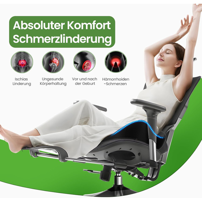 Подушка ортопедична з піни Memory Foam для офісного крісла, дому та авто, чорна. Комфортне сидіння, антиковзкий низ.