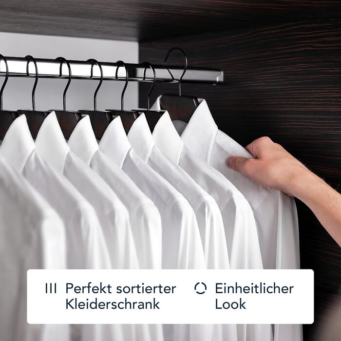 Дерев'яні вішалки SUITS VIENNA для одягу, 8 шт, масивна деревина, анатомічна форма, екологічні, для сорочок, костюмів і піджаків