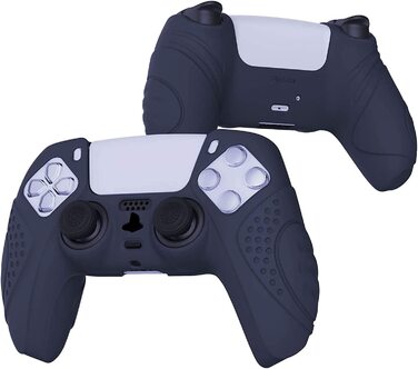 Чохол eXtremeRate PlayVital для контролера PS5, захисний ергономічний силіконовий кейс з ручками, накладки на стіки, 2 шт., колір Guardian Edition, синій (Midnight Blue)