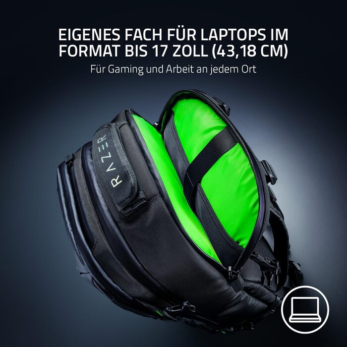 Ігровий рюкзак Razer Rogue V3 для ноутбука до 17.3 дюймів, зносостійкий поліестер, чорний/Chroma
