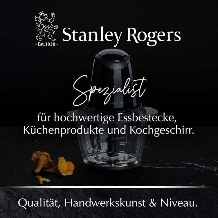 Блендер Stanley Rogers 500W з скляною колбою 1л, 4-лопатева система + насадка для змішування, 2 швидкості
