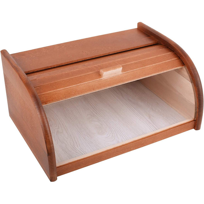 Дерев'яна хлібниця Creative Home Braun 38x28,5x17,5 см з роликовою кришкою – хлібний ящик для хліба, булочок, випічки, натуральна хлібниця для кухні