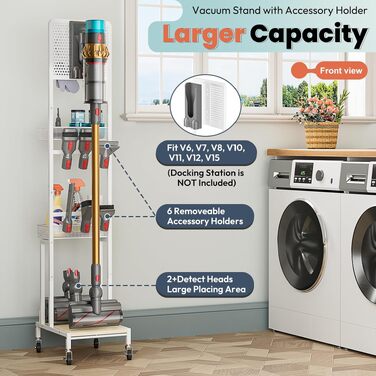Підставка для пилососа Dyson V15, V12, V11, V10, V8, V7, V6 Gen5 з тримачем для насадок - біла