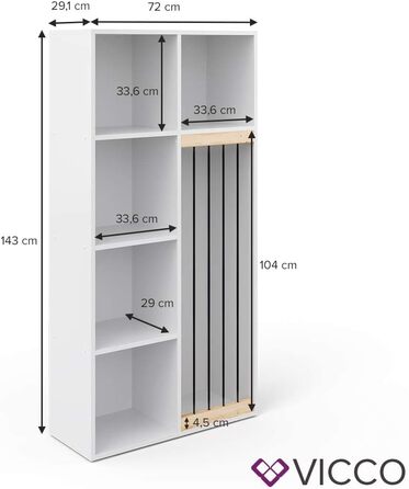 Дитячий стелаж Vicco Marvin білий 72x143 см без коробок