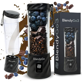 Портативний блендер BlendyGo 3 для смузі, 550 мл, USB, без BPA, PulseMotion & BlendPro технології, чорний