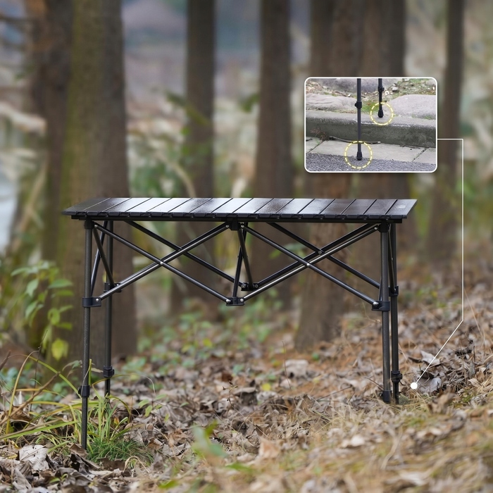 Туристичний стіл Vortech, 55 x 95 x 80 см, чорний