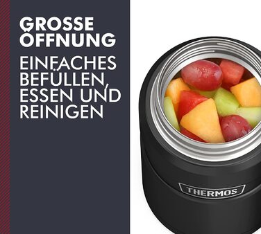 Термос для їжі Thermos STAINLESS KING 710 мл чорний матовий, харчовий контейнер з нержавіючої сталі, збереження тепла до 14 годин, холоду до 24 годин, герметичний, для супу, каші, страв, великий об’єм, без ложки, можна мити в посудомийній машині