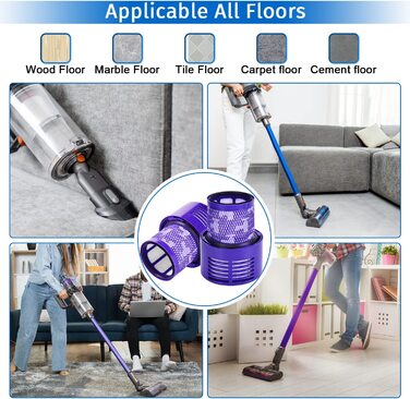 Фільтр для пилососа Dyson V10 (3 шт) Rebirthcare, змінний HEPA-фільтр для Cyclone V10 Animal/Absolute/Motorhead/Total Clean, бездротовий, заміна DY-969082-01