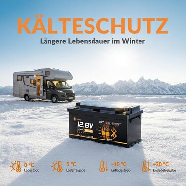 LiFePO4 акумулятор 12V 100Ah H190 ECE R10 з Bluetooth 5.4 для кемперів та автобудинків, літієва батарея (набір 2 шт)