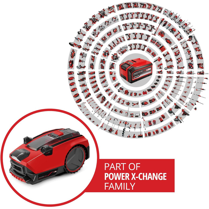 Газонокосарка-робот Einhell FREELEXO CAM 500 Power X-Change, 18V, безщітковий двигун, камера замість обмежувального дроту, для газонів до 500 м², ширина скошування 18 см, до 25% нахилу, акумулятор 3,0 Ah, 5 м магнітної стрічки
