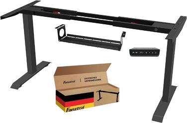 Електричний столовий стіл FANZWORK з 2 Bosch-двигунами, вантажопідйомність 100 кг, регулювання висоти, пам'ять, USB-C, кабель-менеджмент, чорний