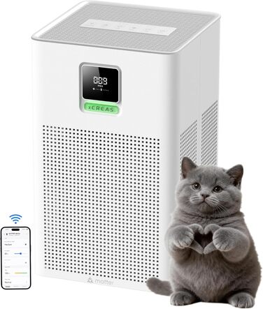 Повітряочисник з HEPA фільтром H13, сумісний з Matter, Apple Home, Alexa, Google Home, Home Assistant, ароматерапія, еко-режим, 62 м²