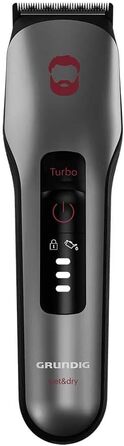 Машинка для стрижки волосся та бороди GRUNDIG ProClub MC 8030 з сенсором BeardCare, титановими лезами, 2 насадками, довгий час роботи, для вологого та сухого використання, темно-матовий хром/червоний