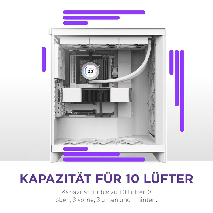 NZXT H7 Flow білий – корпус Mid-Tower ATX з високим повітряним потоком, підтримка до 3×120 мм вентиляторів для охолодження GPU, 3×120 мм фронтальні вентилятори, місце під 420 мм радіатор спереду