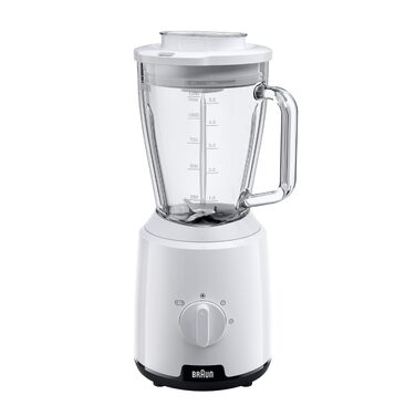 Блендер Braun PowerBlend 1 JB1050WH білий - скляна колба 1.5л, 600 Вт, подрібнювач, для смузі та льоду