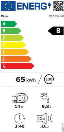 Посудомийна машина Midea SV 5.14K10C, 45 см, 10 комплектів, Inox, з Wi-Fi, 8 програм, 44 дБ, автоматичне відкриття дверцят, таймер затримки 0-24 години