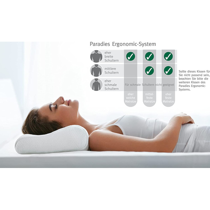 Ортопедична подушка для шиї PARADIES reVita Vario-Ergonomic 40x80 см, ергономічна, сертифікат IGR, м'яка зона, висота 13 см