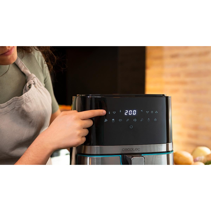 Фритюрниця без олії Cecotec Cecofry Full InoxBlack Pro 5500, 5.5 л, 1700 Вт, 8 режимів, PerfectCook, LED-дисплей