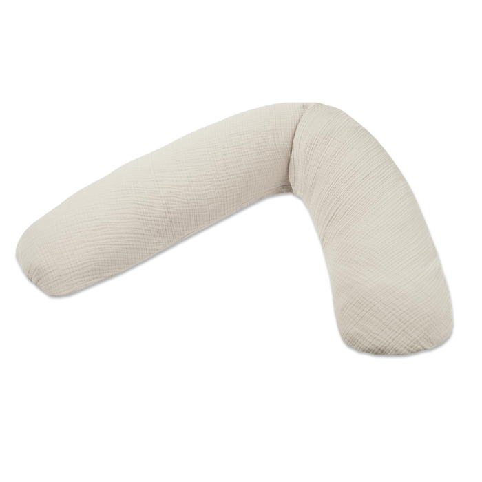 Подушка для вагітних та годування Theraline Dodo Pillow Premium 180 см, мусліновий чохол (100% бавовна), бежева