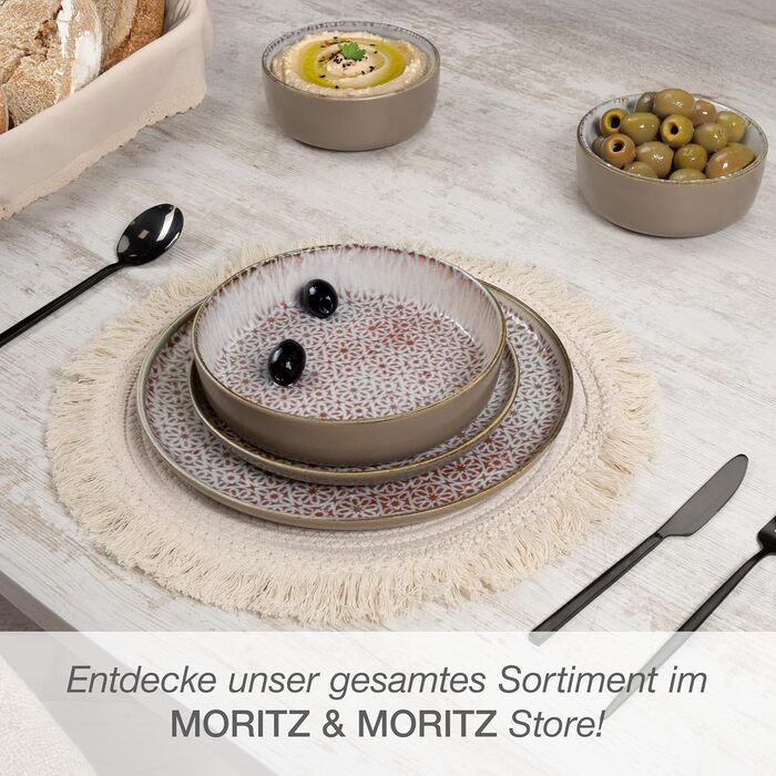 Порцеляновий сервіз Moritz & Moritz ALHAMBRA на 6 осіб, 18 предметів, колір Mousse — сучасний набір посуду (обідні та десертні тарілки, піали)