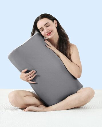 Подушка ортопедична Elviros з піною Memory Foam для сну на боку та спині, регульована, знімний чохол сірий