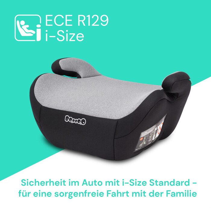 Дитяча автопідставка Booboo Safety Madrid, без Isofix, для дітей 125-150 см (15-36 кг), i-Size, чорний/сірий