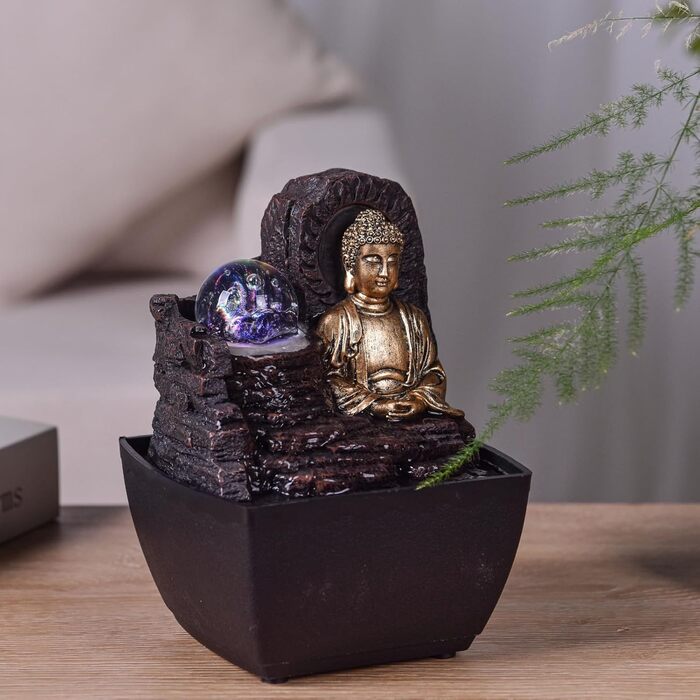 Декоративний фонтан Zen'Light Zimmerbrunnen: для дому, офісу, медитації, LED-підсвітка, H 18 см