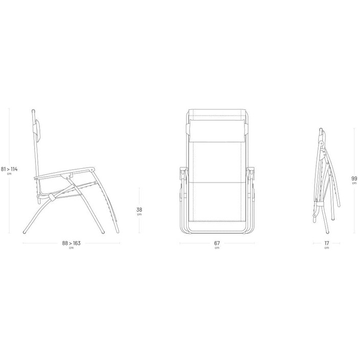Крісло-шезлонг Lafuma Mobilier Zero Gravity R Clip - розкладне для тераси та саду, міцне Batyline®, багатопозиційне, комфортне, Франція, кольору жита