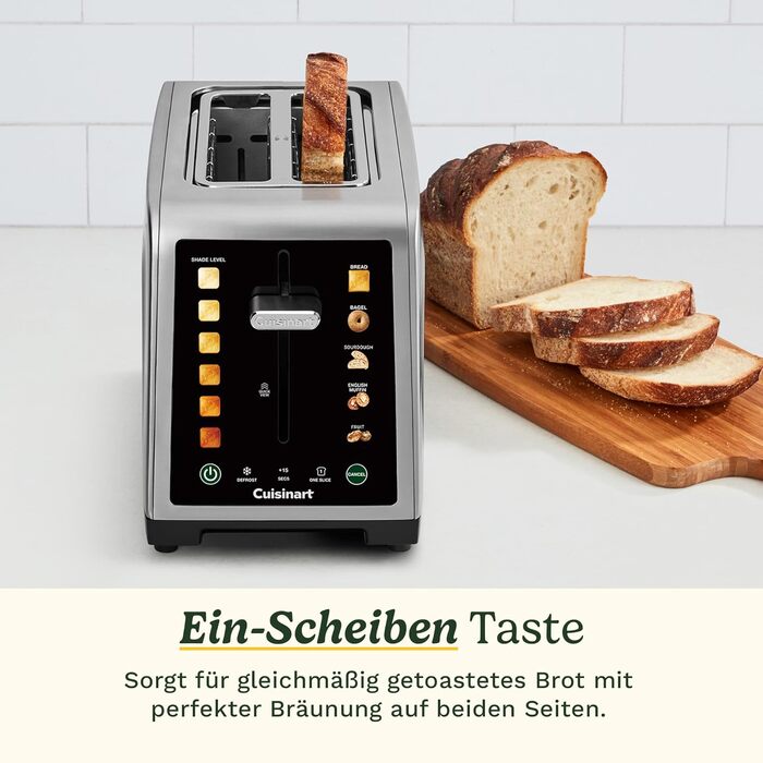 Тостер Cuisinart SimpliTouch XL з сенсорним екраном - 2 слоти, великі прорізи, підрум'янювання хліба, бубликів, чіабати та мафінів