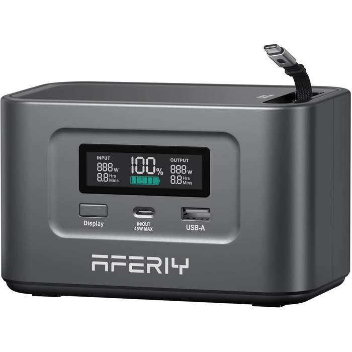 Портативна електростанція AFERIY 100W, 99.2Wh/31000mAh, PD3.0, сонячна зарядка 100W, 6-рівневий захист, для подорожей, кемпінгу, надзвичайних ситуацій