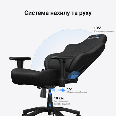 Крісло геймерське ігрове Anda Seat Phantom 4 L до 90 кг Gray Fabric (AD18YSD-72-G-F-G01)