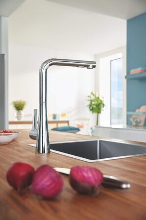 Змішувач кухонний GROHE Zedra з висувним душем, 3 режими, 360° поворотний, економія води, хром (32294002)
