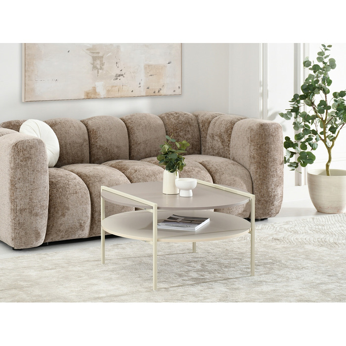 Журнальний стіл Mebel-Partner круглий, 80 x 80 x 45 см, кремовий, відтінки бежевого