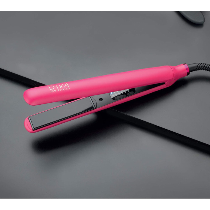 Професійний керамічний випрямляч для волосся Diva Pro Styling Digital, автоматичне вимкнення, 3 м кабель, магента
