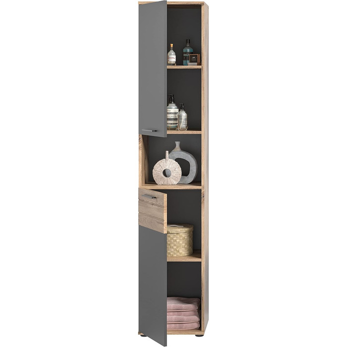 Високий шафа для ванної Xonox Home Mason X12B8711, сірий, 37x190x34 см