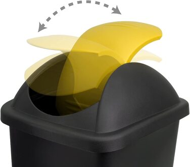 Смітник Stefanplast з маятниковою кришкою, 60 л, чорний/жовтий