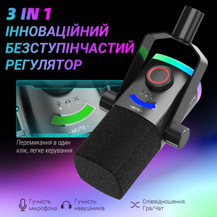 Мікрофон динамічний Fifine AM8PROT USB/XLR Black
