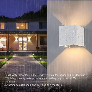 Стіна LED-світильник K-Bright 12W, настінна лампа з регульованим променем (вгору-вниз), тепле біле світло 3000K, водонепроникна IP65, антрацит