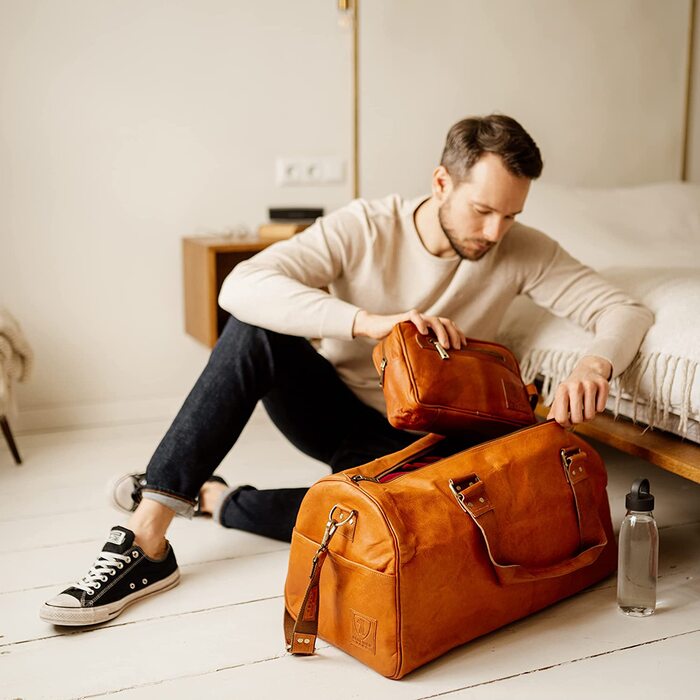 Дорожня шкіряна сумка Berliner Bags Oslo, коричнева, 45 л, для жінок і чоловіків