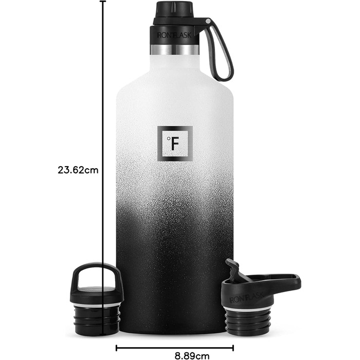 Термофляга IRON °FLASK 950 мл з 3 кришками - не протікає, подвійні стінки, ізольована, BPA-free, для спорту, школи, фітнесу, кемпінгу (з носиком)
