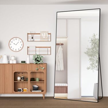 Дзеркало підлогове Ganzkörperspiegel 165x60 см, чорна рама, для спальні, вітальні, настінне або підлогове встановлення