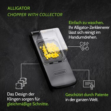 Подрібнювач овочів Alligator 3079 з контейнером для збору відходів, спіралізатор 3-в-1, ніж 6х6 мм, без BPA, чорний