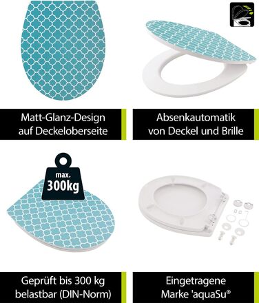 Унітазне сидіння aquaSu Retro Chic, дюропласт, з мікроліфтом, до 300 кг, O-форма, Top-Fix, знімне, пластикові петлі, біле