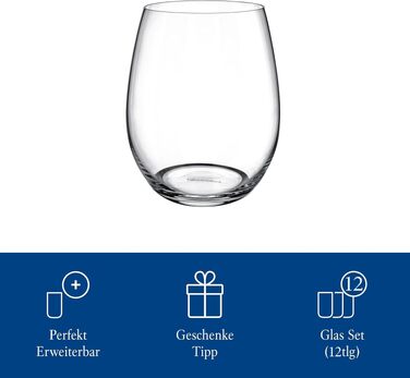 Набір склянок для води Villeroy & Boch Entree, 250 мл, прозоре кришталеве скло, 12 шт., придатні для посудомийки