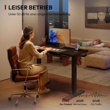 Регульований по висоті стіл SANODESK 180x80 см – великий стіл для роботи стоячи, вантажопідйомність 80 кг, тихий та швидкий, для дому та офісу (чорний)