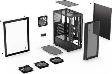 Ігровий корпус ENDORFY Ventum 200 ARGB ATX з 4 ARGB вентиляторами, загартованим склом та mesh-панеллю, компактний форм-фактор, широка сумісність з охолодженням