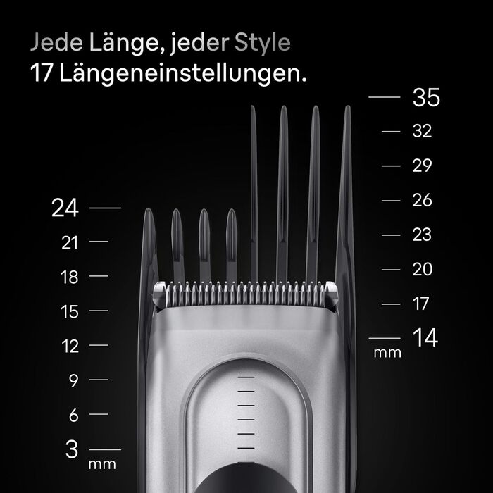 Машинка для стрижки Braun Series 7 HC7590: професійна, акумуляторна, 17 насадок, миюча, сіра