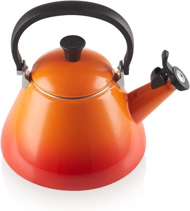 Чайник Le Creuset для води, 1.7 л, емальована сталь, колір Ofenrot Metallic, з феромагнітним дном для швидкого нагрівання